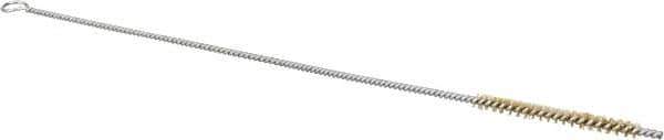 Schaefer Brush - 3" Long x 1/4" Diam Brass Long Handle Wire Tube Brush - Single Spiral, 27" OAL, 0.005" Wire Diam, 0.13" Shank Diam - All Tool & Supply