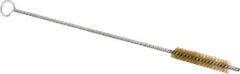 Schaefer Brush - 3" Long x 1/2" Diam Brass Long Handle Wire Tube Brush - Single Spiral, 27" OAL, 0.006" Wire Diam, 0.17" Shank Diam - All Tool & Supply