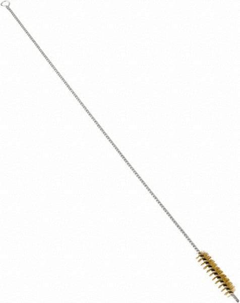 Schaefer Brush - 3" Long x 3/4" Diam Brass Long Handle Wire Tube Brush - Single Spiral, 27" OAL, 0.006" Wire Diam, 3/8" Shank Diam - All Tool & Supply