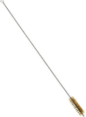 Schaefer Brush - 3" Long x 7/8" Diam Brass Long Handle Wire Tube Brush - Single Spiral, 27" OAL, 0.006" Wire Diam, 3/8" Shank Diam - All Tool & Supply