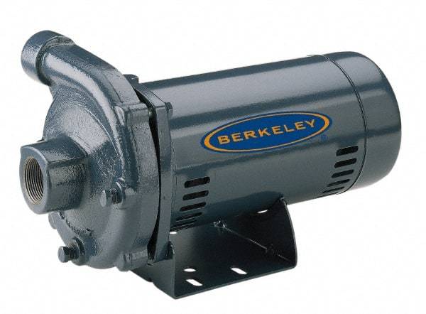 Berkeley - ODP Motor, 208-230/460 Volt, 3 Phase, 1 HP, Cast Iron Straight Pump - 1-1/4 Inch Inlet, 1 Inch Outlet, 113 Max Head psi, Brass Impeller - All Tool & Supply