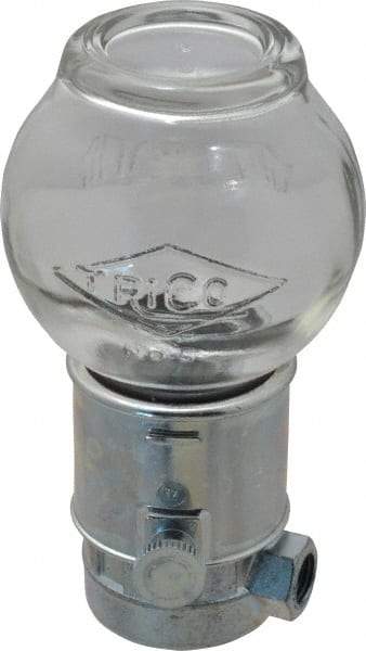 Trico - 1 Outlet, Glass Bowl, 8 Ounce Constant-Level Oil Reservoir - 1/4 NPT Outlet, 3-3/16" Diam x 6-11/16" High - All Tool & Supply