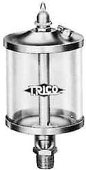 Trico - 1 Outlet, Glass Bowl, 1 Ounce Manual-Adjustable Oil Reservoir - 1/8 NPT Outlet, 1-5/8" Diam x 5-11/16" High - All Tool & Supply