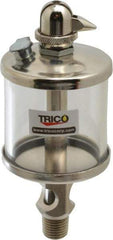 Trico - 1 Outlet, Glass Bowl, 2.5 Ounce Manual-Adjustable Oil Reservoir - 1/4 NPT Outlet, 2-1/8" Diam x 5-7/16" High - All Tool & Supply