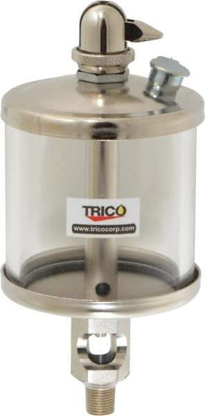 Trico - 1 Outlet, Glass Bowl, 5 Ounce Manual-Adjustable Oil Reservoir - 1/8 NPT Outlet, 2-5/8" Diam x 6-1/16" High - All Tool & Supply