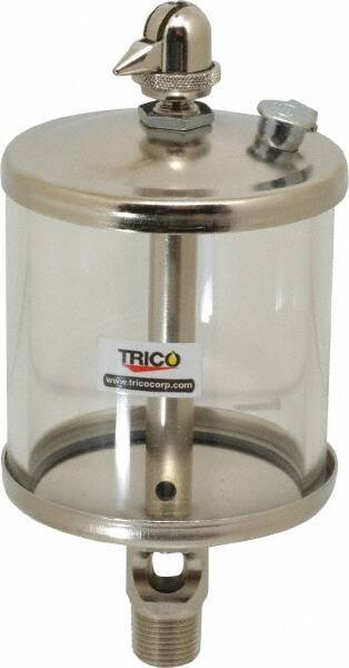 Trico - 1 Outlet, Glass Bowl, 10 Ounce Manual-Adjustable Oil Reservoir - 3/8 NPT Outlet, 3-1/8" Diam x 6-13/16" High - All Tool & Supply