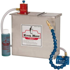 Kool Mist - 1 Outlet, 3 Gal Tank Capacity, Stainless Steel Tank Mist Coolant System - 4' Coolant Line Length, 18" Hose Length, 5/16" Nozzle Diam - All Tool & Supply