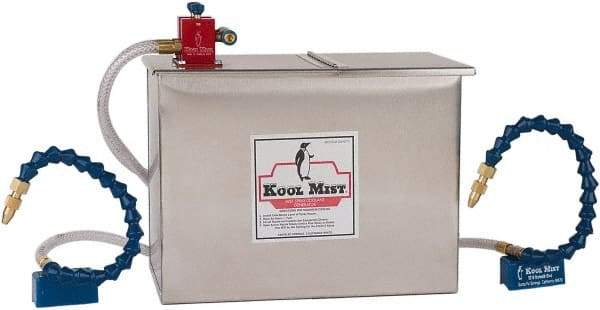 Kool Mist - 4 Outlet, 3 Gal Tank Capacity, Stainless Steel Tank Mist Coolant System - 4' Coolant Line Length, 18" Hose Length, 5/16" Nozzle Diam - All Tool & Supply