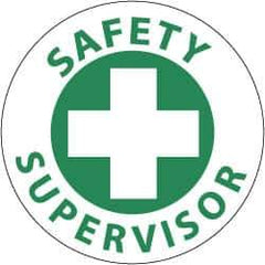 NMC - Safety Supervisor, Hard Hat Label - Green on White, 2" Thick, For Accident Prevention - All Tool & Supply