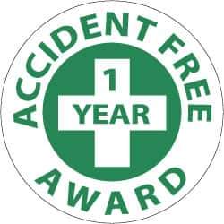 NMC - Accident Free Award - 1 Year, Hard Hat Label - Green on White, 2" Thick, For Accident Prevention - All Tool & Supply