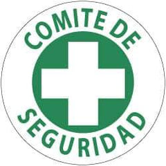 NMC - Comite de Seguridad, Hard Hat Label - Green on White, 2" Thick, For Accident Prevention - All Tool & Supply