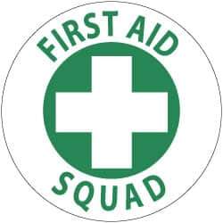 NMC - First Aid Squad, Hard Hat Label - Green on White, 2" Thick, For Accident Prevention - All Tool & Supply