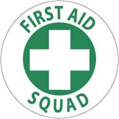 NMC - First Aid Squad, Hard Hat Label - Green on White, 2" Thick, For Accident Prevention - All Tool & Supply