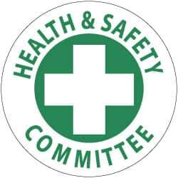 NMC - Health & Safety Committee, Hard Hat Label - Green on White, 2" Thick, For Accident Prevention - All Tool & Supply