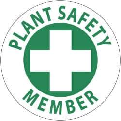 NMC - Plant Safety Member, Hard Hat Label - Green on White, 2" Thick, For Accident Prevention - All Tool & Supply