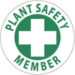 NMC - Plant Safety Member, Hard Hat Label - Green on White, 2" Thick, For Accident Prevention - All Tool & Supply