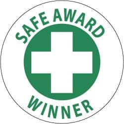 NMC - Safety Award Winner, Hard Hat Label - Green on White, 2" Thick, For Accident Prevention - All Tool & Supply