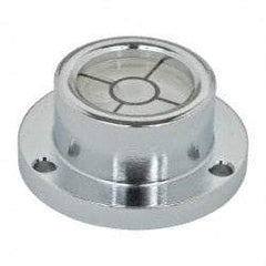 Geier & Bluhm, Inc. - 1 Inch Base Diameter x 0.44 Inch Overall Height, 1 Circle, Brass Bull's Eye Circular Level - 0.22 Inch Vial Diameter, 1/2 Inch Inner Diameter, 0.093 Inch Mounting Hole Diameter, 0.1 Inch Sensitivity, -40 to 160°F, Cross Lines - All Tool & Supply