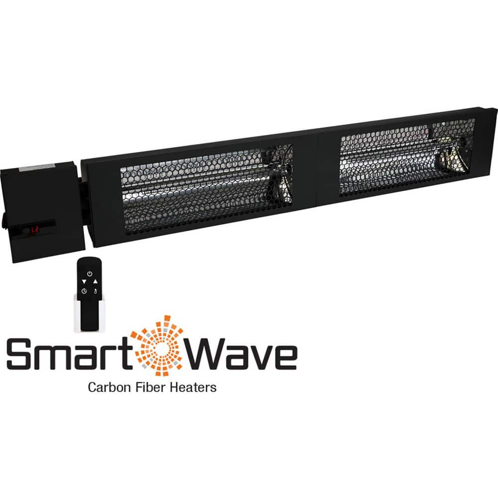 Infrared Suspended Heaters; Heating Capacity: 10236; Voltage: 208.00; Phase: Single; Length (Inch): 43.00; Height (Inch): 12.62 in; Width (Inch): 6; Width (Decimal Inch): 6; Element Type: Carbon Fiber Emitter; Housing Color: Black; Maximum Amperage: 14.40