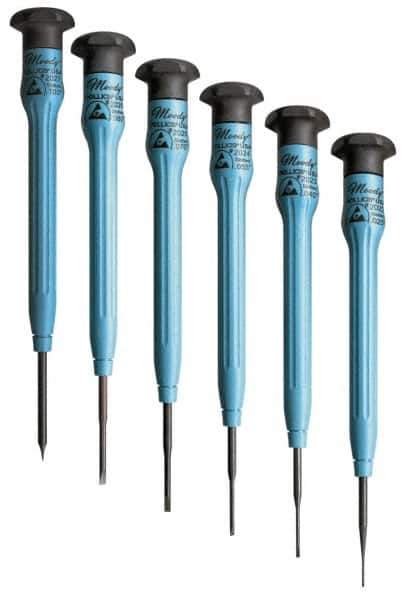 Moody Tools - 6 Piece Slotted Screwdriver Set - Round Shank, Multi Handle - All Tool & Supply