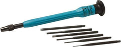 Moody Tools - 7 Piece Slotted Screwdriver Set - Round Shank, Single Handle, Blade Sizes: Width 0.025, 0.04, 0.055, 0.07, 0.08 & 0.1 - All Tool & Supply