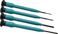 Moody Tools - 4 Piece JIS & Phillips Screwdriver Set - Round Shank, Multi Handle, Bit Sizes: Philips JIS: #000 to #00, Phillips: #0 to #1 - All Tool & Supply