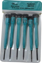 Moody Tools - 6 Piece Torx Screwdriver Set - Round Shank, Multi Handle, Bit Sizes: Torx T3, T4, T5, T6, IP8 & IP10 - All Tool & Supply