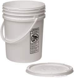 Made in USA - 5.5 Gallon Closure Capacity, Screw On Closure, White Drum Pail - Polyethylene, UN 12H2/Y24/S - All Tool & Supply