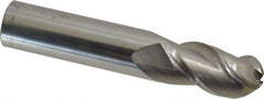 Accupro - 3/4" Diam, 1-1/2" LOC, 3 Flute Solid Carbide Ball End Mill - Uncoated, Single End, 4" OAL, 3/4" Shank Diam, Spiral Flute - All Tool & Supply