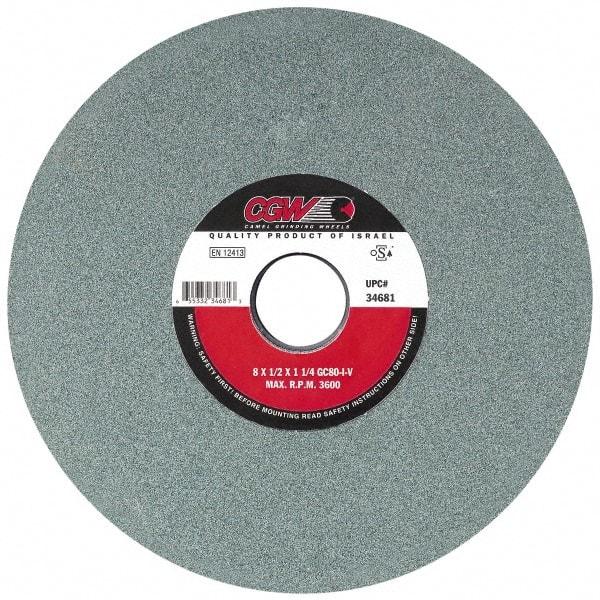 Camel Grinding Wheels - 7" Diam x 1-1/4" Hole x 3/4" Thick, I Hardness, 100 Grit Surface Grinding Wheel - Silicon Carbide, Type 5, Fine Grade, 3,760 Max RPM, Vitrified Bond, One-Side Recess - All Tool & Supply