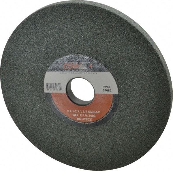 Camel Grinding Wheels - 8" Diam x 1-1/4" Hole x 1/2" Thick, I Hardness, 60 Grit Surface Grinding Wheel - Silicon Carbide, Type 1, Medium Grade, 3,600 Max RPM, Vitrified Bond, No Recess - All Tool & Supply