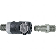 Dynabrade - 2 Piece 1/4" Body 1/4 NPT 150 psi Composite Industrial Pneumatic Coupling Plug Set - All Tool & Supply