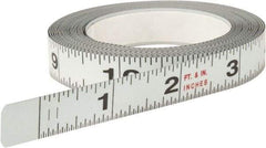 Starrett - 12 Ft. Long x 1/2 Inch Wide, 1/32 and 1/16 Inch Graduation, White, Steel Adhesive Tape Measure - All Tool & Supply