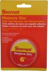 Starrett - 6 Ft. Long x 3/4 Inch Wide, 1/32 and 1/16 Inch Graduation, White, Steel Adhesive Tape Measure - All Tool & Supply