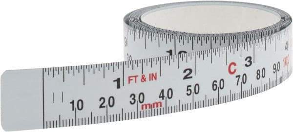 Starrett - 6 Ft. Long x 3/4 Inch Wide, 1/16 Inch Graduation, White, Steel Adhesive Tape Measure - All Tool & Supply