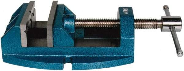 Wilton - 4" Jaw Opening Capacity x 2-1/8" Throat Depth, Horizontal Drill Press Vise - 4" Wide x 2-1/8" High Jaw, Stationary Base, Standard Speed, 10-1/4" OAL x 3.4" Overall Height, Cast Iron - All Tool & Supply