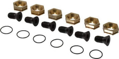 Kurt - 1-1/8" Aluminum Bronze Hex, 1/2-13 Stud Thread, Symmetrical Hex Clamp - 3/8" Hex Height, 2,600 Lb Holding Force, Alloy Steel Stud, 1.25" Long Thread, 83 Ft/Lb Torque, 6 Clamps - All Tool & Supply