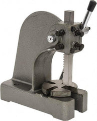 Interstate - 3/4" Ram, 3-1/4" Throat Depth, 1/2 Ton Manual Arbor Press - 4-1/2" Max Work Height x 6-1/2" Max Work Width, Single Leverage, 4" Base Width x 9-1/2" Base Depth - All Tool & Supply