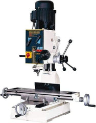 Rong Fu - 3 Phase, 20" Swing, Geared Head Mill Drill Machine - 28-3/4" Table Length x 8-1/4" Table Width, 18-1/8" Longitudinal Travel, 9" Cross Travel, 6 Spindle Speeds, 1 hp, 220 Volts - All Tool & Supply