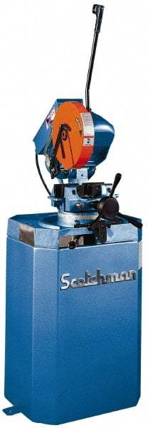 Scotchman - 2 Cutting Speeds, 10-3/4" Blade Diam, Cold Saw - 30 & 60 RPM Blade Speed, Floor Machine, 3 Phase, Compatible with Ferrous Material - All Tool & Supply