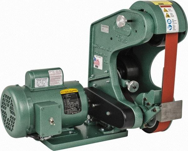 Burr King - 48 Inch Long x 2 Inch Wide Belt Grinder - 1 hp, 120 Volts, Vertical Belt, 6,000 Ft. per Min Belt Speed - All Tool & Supply