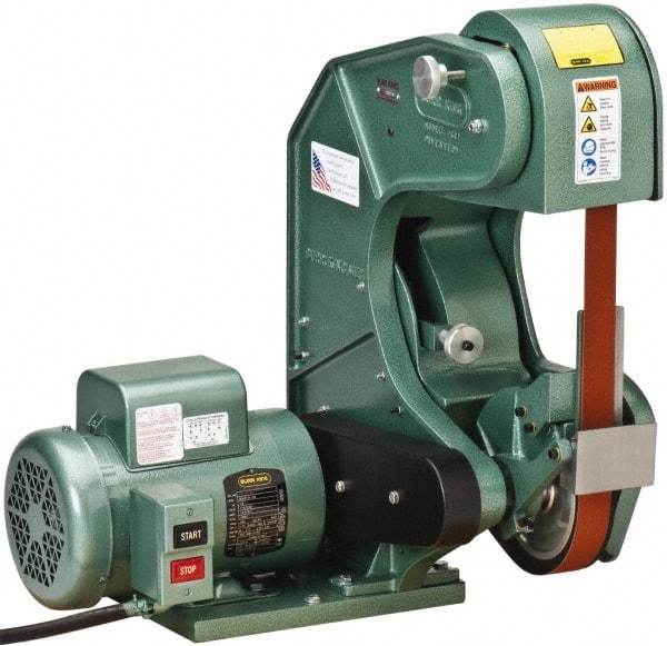 Burr King - 60 Inch Long x 1-1/2 and 2 Inch Wide Belt Grinder - 1.5 hp, 120 Volts, Vertical Belt, 8,000 Ft. per Min Belt Speed - All Tool & Supply