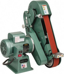 Burr King - 60 Inch Long x 2-1/2 Inch Wide Belt Grinder - 1-1/2 hp, 120/220 Volts, Vertical Belt, 800 to 8,000 Ft. per Min Belt Speed - All Tool & Supply