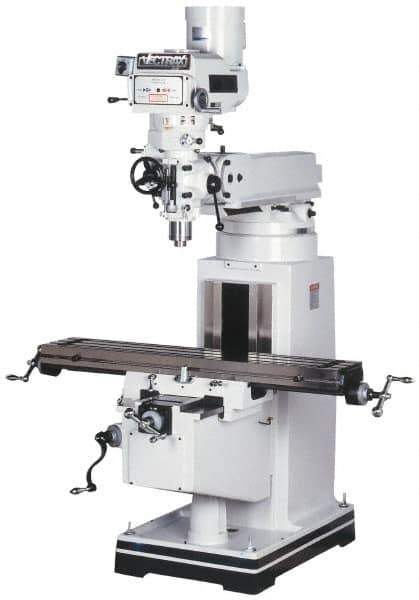 Vectrax - 10" Table Width x 54" Table Length, Variable Speed Pulley Control, 3 Phase Knee Milling Machine - R8 Spindle Taper, 5 hp - All Tool & Supply