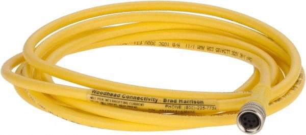 Brad Harrison - 3 Amp, M8 Female Straight to Pigtail Cordset Sensor and Receptacle - 60 VAC, 75 VDC, 2m Cable Length, IP68 Ingress Rating - All Tool & Supply