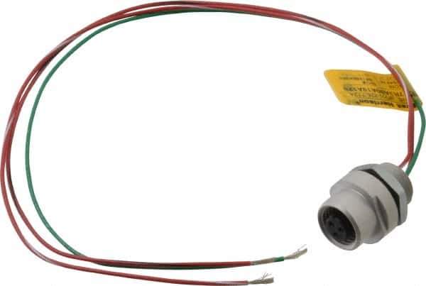 Brad Harrison - 4 Amp, 1/2-20 UNF Female Straight Receptacle - 250 VAC/VDC, 0.31m Cable Length, IP67 Ingress Rating - All Tool & Supply