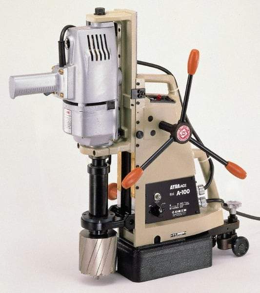 Nitto Kohki - 1-1/4" Chuck, 3" Travel, Portable Magnetic Drill Press - 330 RPM, 7.4 Amps, 2.5 hp, 1600 Watts, 230 Volts - All Tool & Supply