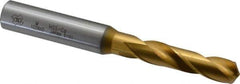 OSG - 0.386" 130° Spiral Flute Cobalt Screw Machine Drill Bit - TiN Finish, Right Hand Cut, 1-7/8" Flute Length, 3-31/32" OAL, Standard Point, Straight Shank - All Tool & Supply