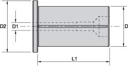 Kennametal - 25mm ID x 1-1/4" OD, 1.417" Head Diam, Slotted Hydraulic Chuck Sleeve - Steel, 2.362" Length Under Head, Through Coolant - Exact Industrial Supply