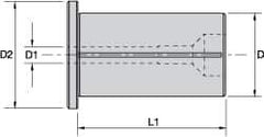 Kennametal - 1" ID x 1-1/4" OD, 1.417" Head Diam, Slotted Hydraulic Chuck Sleeve - Steel, 2.362" Length Under Head, Through Coolant - Exact Industrial Supply